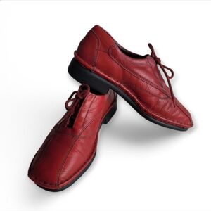 Ara Rene Red Leather Oxfords Hidden Lace Ups Germany Size 3.5G UK 36 EU / 6 US
